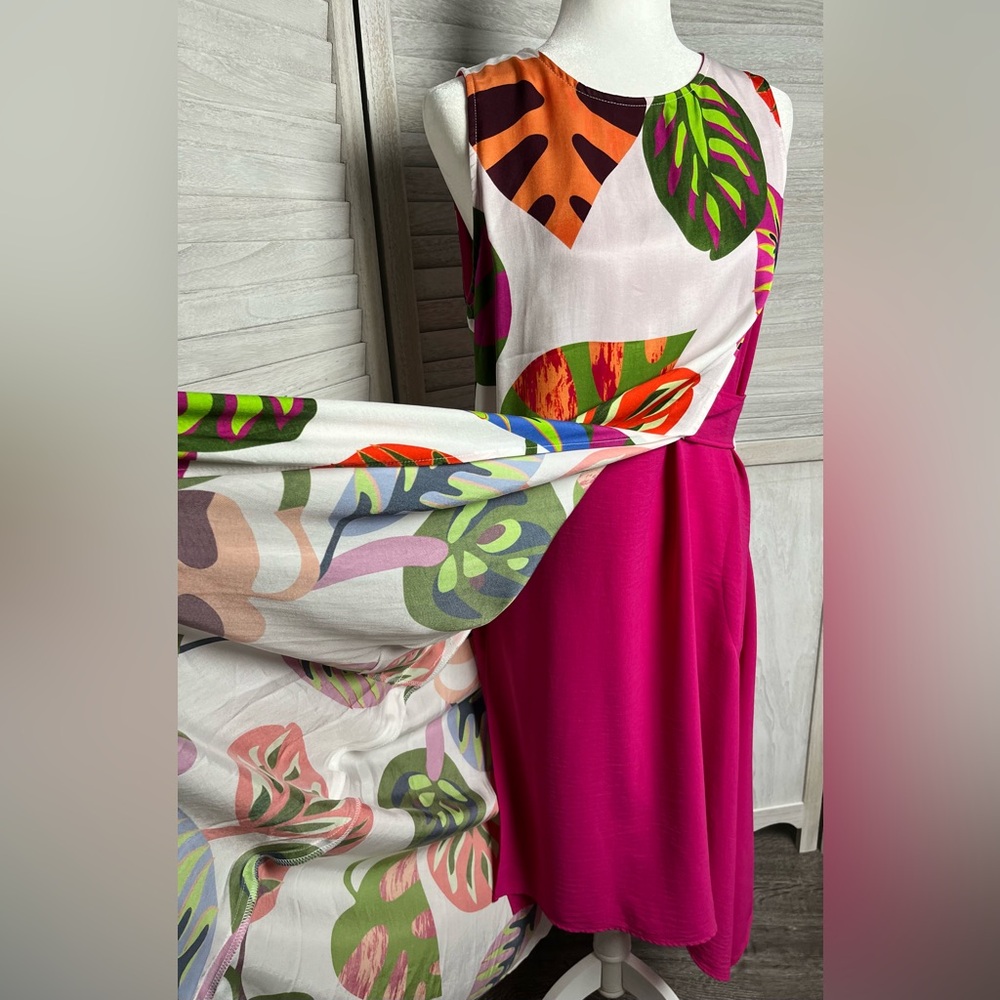 IC Collection Multi-Color Long Duster W/ Leaf Pattern - Picture 8 of 12